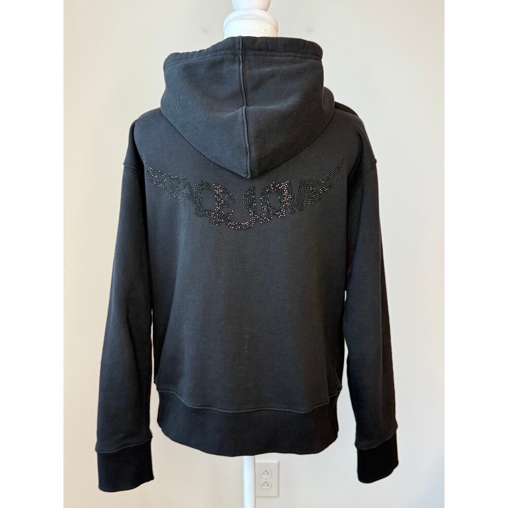 Zadig & Voltaire Harper Peace & Love Diamanté Hoodie Sweatshirt - Picture 5 of 8